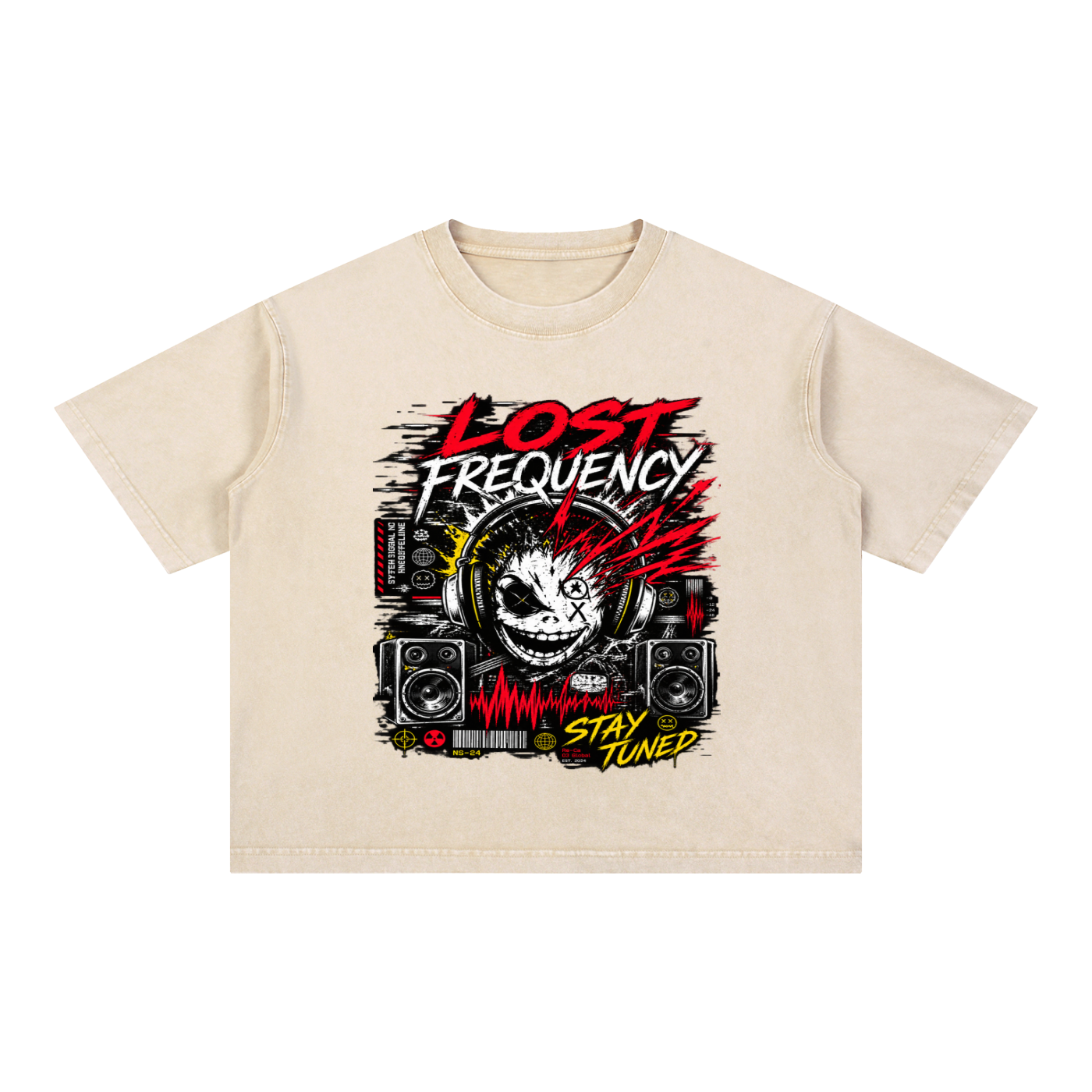 LOST FREQUENCY oversized tee in Vintage Bone